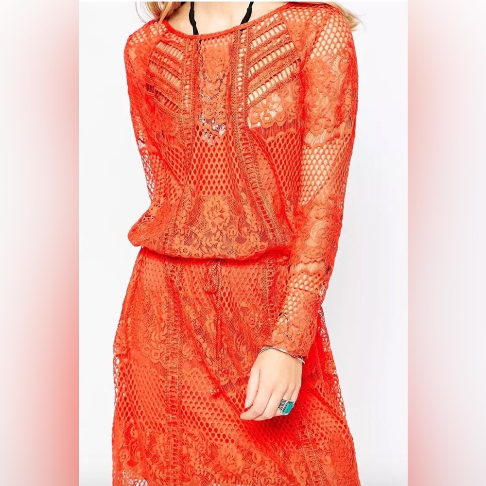 Free People Dress Luna Lace in Pimento - Picture 5 of 11